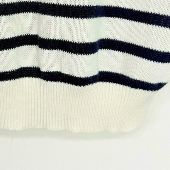 Alfred Dunner White Blue Stripe Anchor Embroidered Neck Retro Fisherman Sweater - Picture 9 of 14